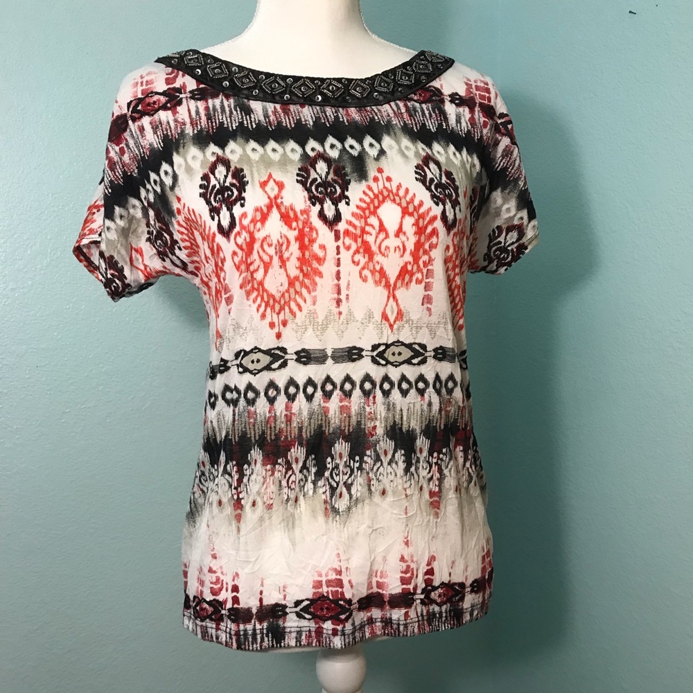 AB Studio Tribal Print w/embellished neck